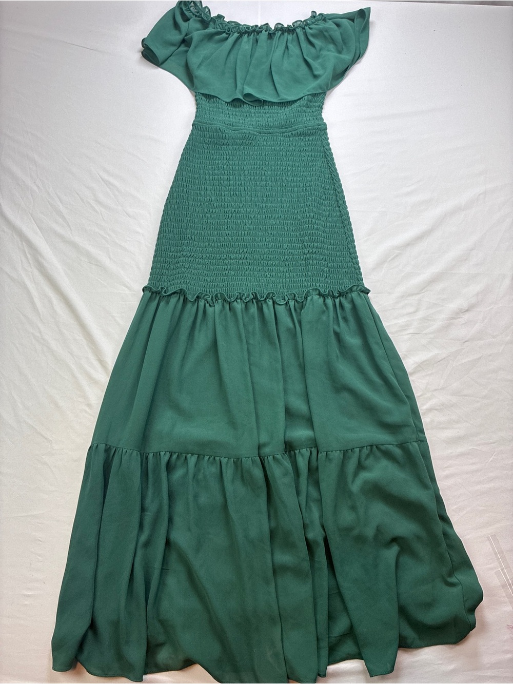 Baltic Born Emerald Green Off The Shoulder Maxi Dress